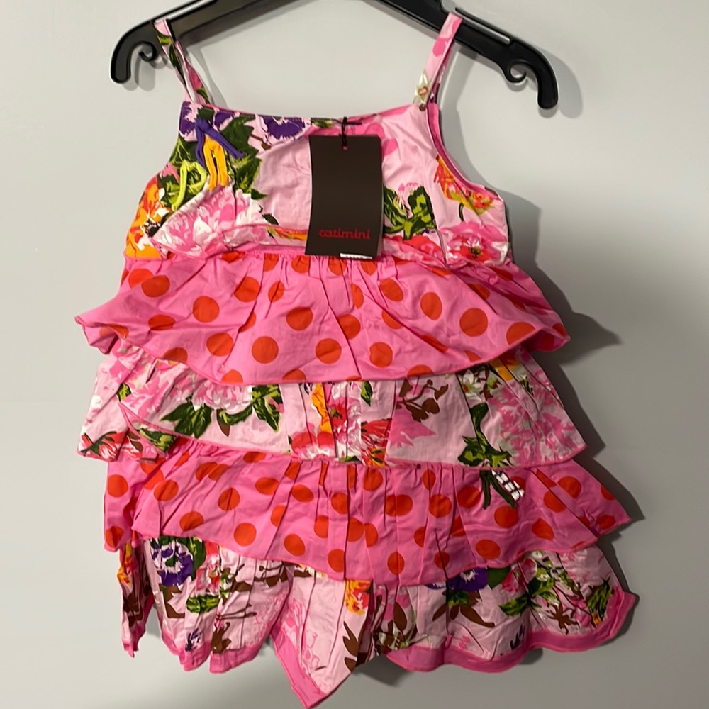 NWT Catamini Girls Cotton Ruffle Dress Size 2 yr